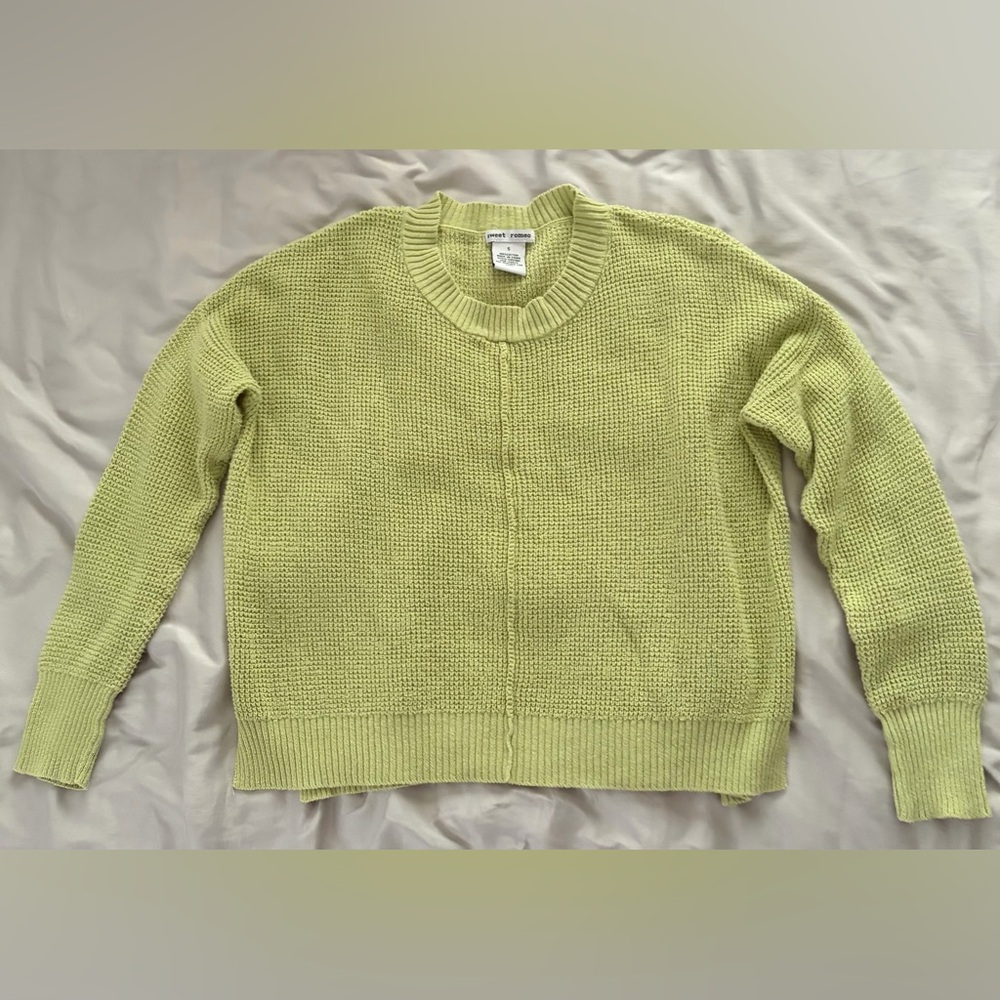 Sweet Romeo Lime Green Knit Crewneck Pullover